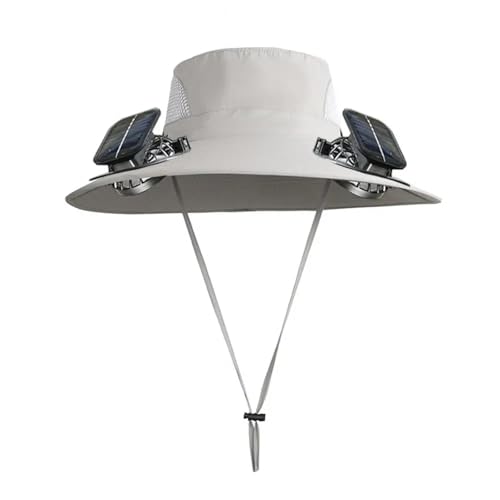 Chapeau de pêcheur avec ventilateur solaire et grand bord anti-UV