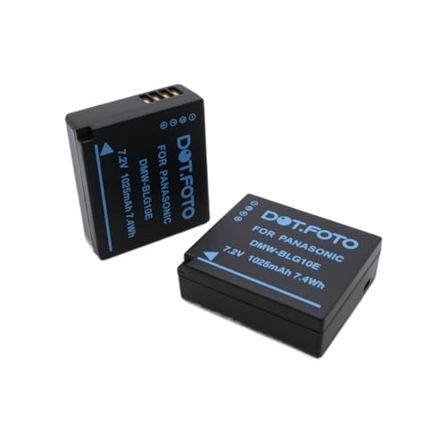 2 x Dot.Foto DMW-BLE9, DMW-BLE9E, DMW-BLG10, DMW-BLG10E Premium 7.2v / 1025mAh Batterie Rechargeable pour Panasonic DC-TZ99, DC-TZ90 DMC-TZ100 DMC-GX7 DMC-TZ80...