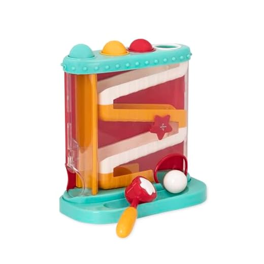 Battat – Pound & Roll – Baby Activity Toy Station with 1 Toy Hammer & 4 Balls for Kids 12 Months + (7-Pcs)