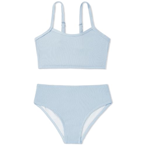 Image of Century Star Girls Ribbed 2-Piece Bikini Swimsuit - Fully Lined Modest Bathing Suit for Teens & Tweens