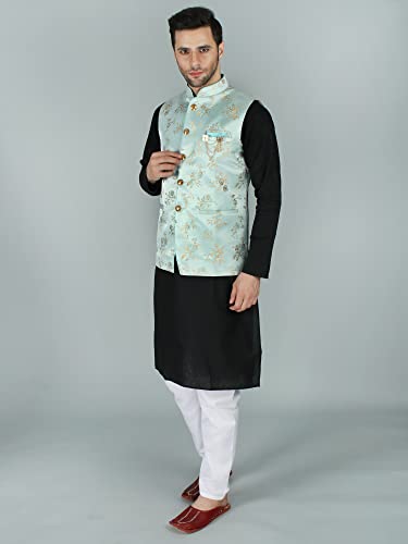Image of Exotic India Ethnic Wear Floral Brocade Nehru Jacket Waist Coat