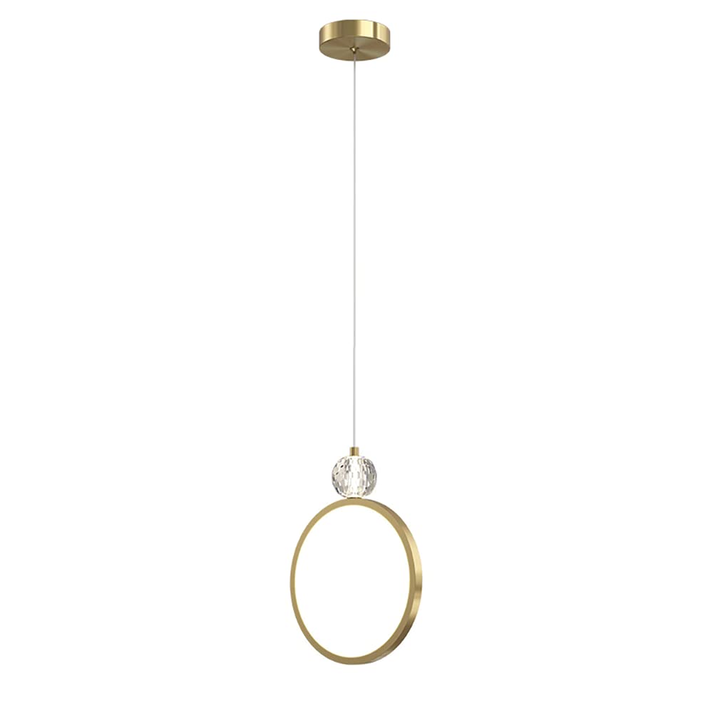 Candelabro LED moderno para mesita de noche con luz de anillo regulable y acabado en latón de lujo