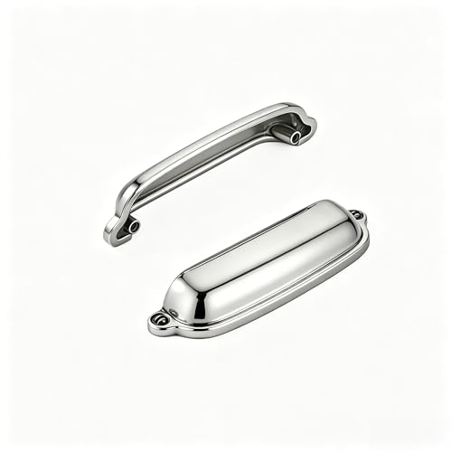 khtumeware 10 Pack Polished Nickel Cup Pulls 4 Inch Center to Center - Cabinet & Drawer Handles for Kitchen Hardware