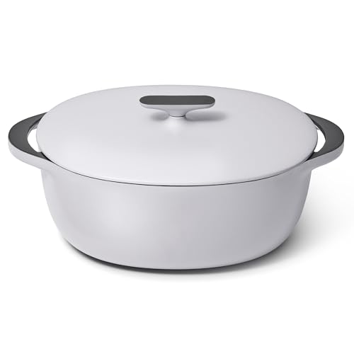 Caraway Enameled Cast Iron Dutch Oven - 8qt Dutch Oven With Lid - 3 Layer Enamel Coating - No Seasoning Required - Compatible With All Stovetops - Oven Safe - No Forever Chemicals - Gray