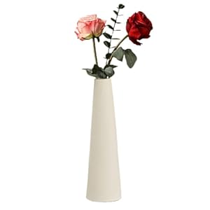8.3 inch Small Ceramic Bud Vase Tall Conic Flower Single Stem Vase Home Decorative Floral Centerpiece for Wedding Office (Flowers not Included)