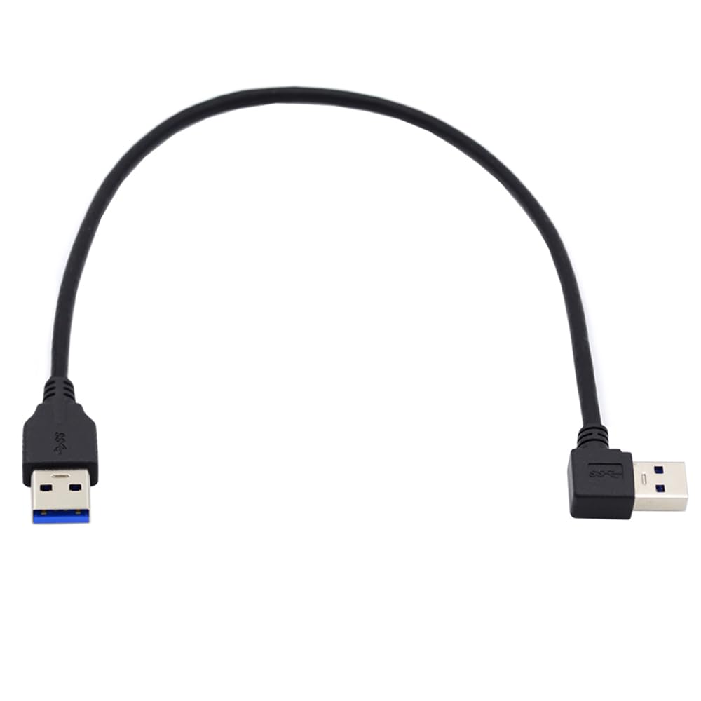 CY Cavo dati USB 3.0 Tipo-A da 50 cm ad angolo sinistro ad angolo retto di 90 gradi per computer hard disk