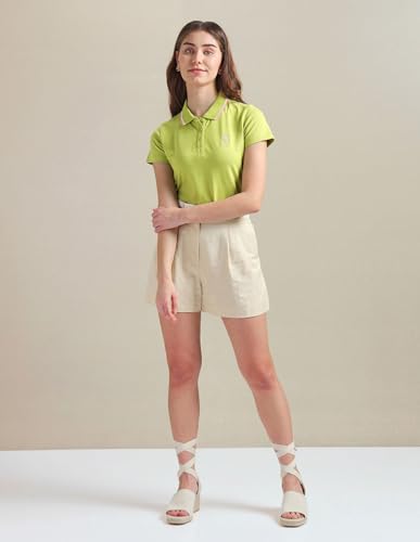 Image of U.S. Polo ASSN. Women Cotton Solid Regular Fit Polo Shirt