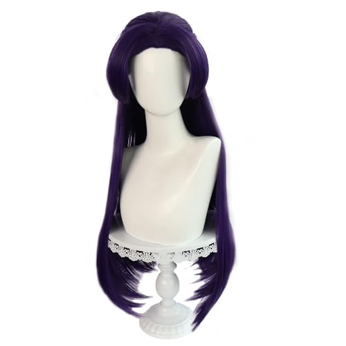 Shqncoh Anime Ka Zuigetsu Jinshi Wig Dark Purple Long Straight Party Hair Halloween Cosplay Props Accessory