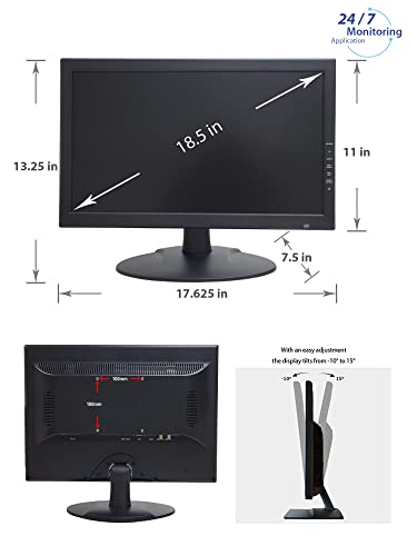 Image of 101AV 18.5 inch Security Monitor, HDMI Scaled 4K, Super Sampling Anti-Aliasing | 4K HDMI Downscaling (SSAA), BNC Input /Output, Built-in Speaker, VESA Mount, 24 /7 Surveillance