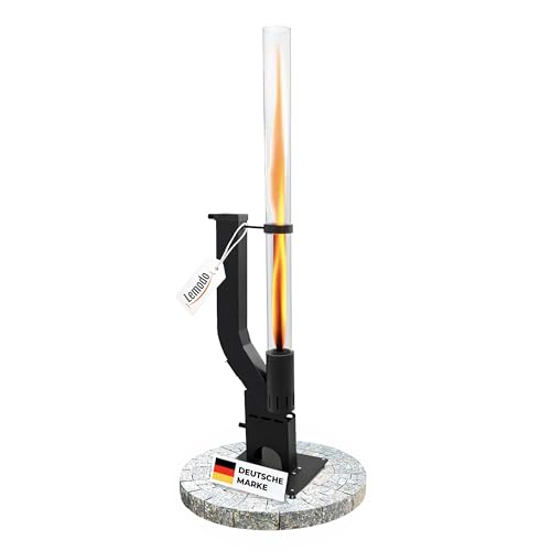 Lemodo Pelletfackel Prime Feuersäule Outdoor mit Glasröhre für Garten & Terrasse für Holzpellets stimmungsvolle Flamme stilvoller Blickfang für gemütliche Abende und besondere Momente