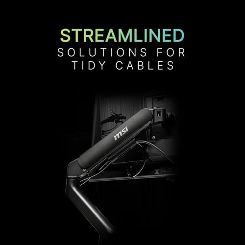 Image of MSI MAG MT101G - Gas Spring Single Monitor Stand Arm, Supports 17-32 inch and 22 lbs, VESA Compatible, Adjustable Gas Spring Mount, Clamp & Grommet, Quick Release Plate - Black