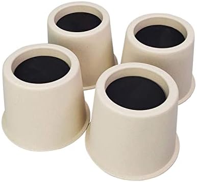 MIIX HOME 4 inch Bed or Furniture Risers Beige Round, Bed Frame Elevators Made of Natural Plant Fiber, Lifts for Dorm Sofa Desk Couch or Table Leg Extenders, Set of 4