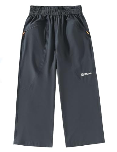 Echinodon Boys Athletic Performance Pants Casual Outdoor Quick Dry Trousers Grey 150
