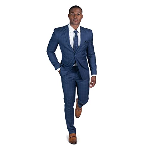 Slim Fit Mens Plaid Suit 2 Button Notch Lapel ZF183352