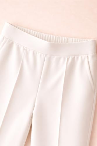 Image of Women's Mid Rise Wide Leg Trousers with Elastic Waist & Pockets