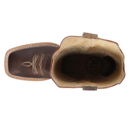 Womens Goat Embroidered Wide Square Toe Casual Boots Mid Calf Low Heel 1-2" - Beige, Brown4