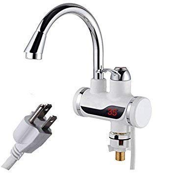 SHREEJIIH Electric Water Heater Faucet Instant Tankless LCD Digital Tap & Instant Heating Digital Water Tap Wall Mounted Stainless Steel with 220V LED Electric Digital display