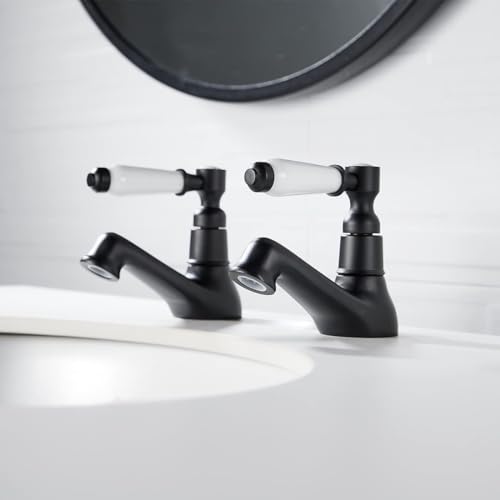 Deux robinets de vestiaire traditionnels eau chaude et froide noirs G1/2 - 5
