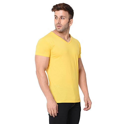 Image of Men's Cotton Blend Half Sleeve V Neck Tshirt
