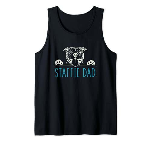 Staffie Dad with Staffordshire Bull Terrier Dog Tank Top, Black