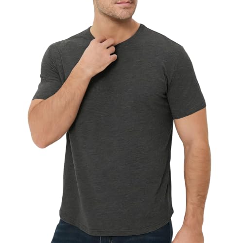 Image of Mens T-Shirts Crew Neck Shirts Athletic Fitted Plain Basic Tees Soft Cotton Blend Comfort T Shirts for Men