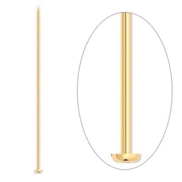 Headpin, 100 Gold Plated Brass 21 Gauge 3
