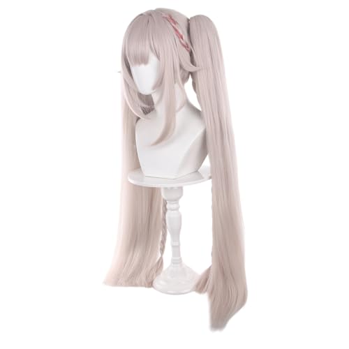 Image of Anime Pink Brown Long Straight Wig with Two Ponytail&Bangs Women COS Sparkle Firefly Style in Duality Playground Wig Halloween,Christmas,Comic Con,Party