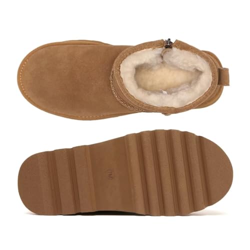 Haifago Suede Platform Mini Snow Boots for Women, Fur Lined Zip up Ankle Winter Booties, Womens Classic Short Boot, Botas Plataforma Para Mujer2