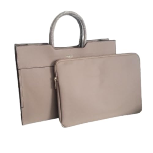 Bolsa Pasta Executiva Feminina Porta Notebook com Case – Couro PU Qualidade Premium, Alça de Mão e Tiracolo Ajustável Trabalho Viagem Faculdade (Cinza)