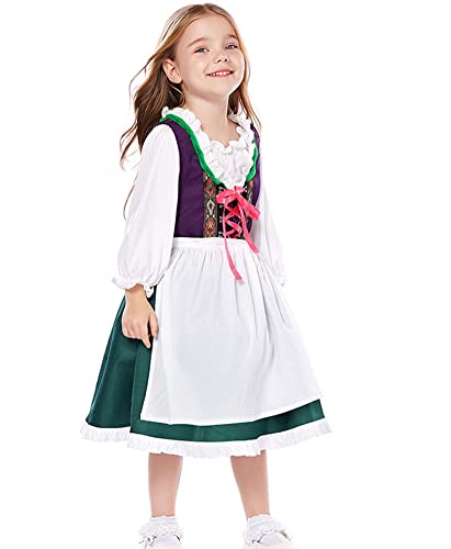 Hs-Lk Oktoberfest Costume Traditional German Bavarian Dirndl Dress For Girl (Green, Xs) #TOP3