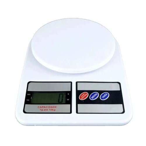 Balança Digital de Cozinha, Capacidade 10kg, Display LCD, Função Tara, Cor Branca