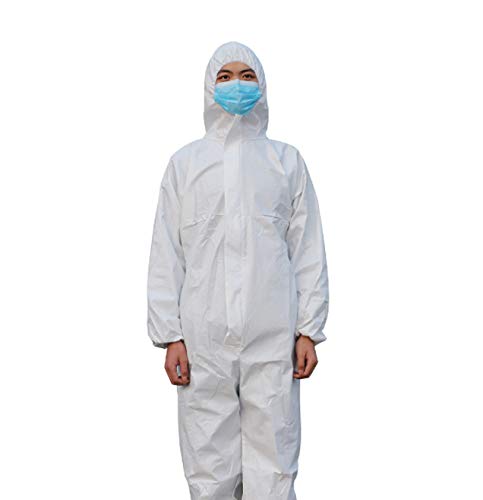 HAMSWAN Tuta protettiva monouso per personale medico Indumenti protettivi Tuta antipolvere antistatica dimensione Bianco XL