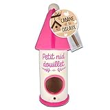 Les Trésors De Lily [P8858 - Nichoir céramique 'Petit Nid Douillet' Rose Blanc - 25x9 cm