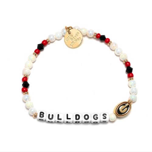 Bulldogs University of Georgia College Bead Bracelet, Made with Stone Beads and Plated Brass Hardware, Handcrafted Design & Positive Message
