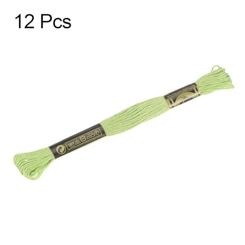Image of HARFINGTON 12 Skeins Embroidery Floss 8.75yds(8m) Egyptian Long-Staple Cotton Cross Stitch Thread for Sewing DIY Bracelet Yarn String and Crafts, Spring Bud(6015)