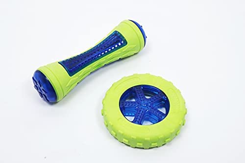 Dog Trust Dog Toys | LED Sound battern |TPR Rubber tyre | Interactive Toy| pet Training| for Aggressive chewers | Durable Material | Combo of 2| for All Breeds, Multicolor (MG_pck2_b63)