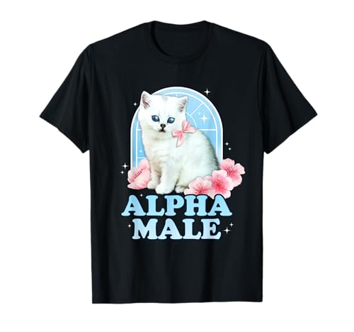 Citazione maschio alfa con una grafica di gatto carino in estetica retrò Y2K degli anni '90 e 2000 con vibrazioni Harajuku Kawaii. Simpatica idea regalo per qualsiasi amante dei gatti, proprietari di gatti, bambini anni '90, Gen Z, Gen Y, Millennial, Soft Boy, Soft Boy