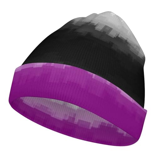 Asexual Pride Flag LGBTQ Kids Beanie Hat for for Girls Boys Children Cap Winter Knitted Chemo Cancer Headwear Accessories Gifts Decoration Black