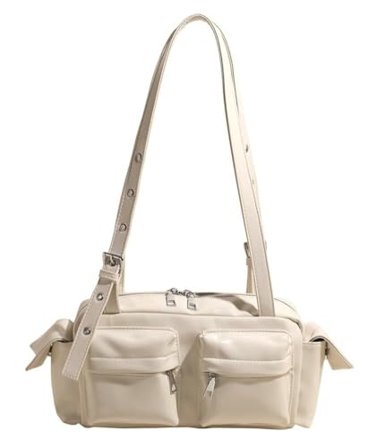 VZXATYOP Bolso Boston Vintage For Mujer Bolso De Hombro Multibolsillos Tendencia De Moda Bolso De Mano De Gran Capacidad(Beige)