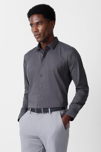 Image of Van Heusen Formal Slim Fit Shirt for Men | Solid | High Stretch Cotton Lycra | Full Sleeves | Ease of Movement