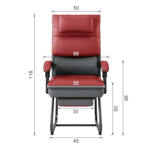 Relaxsessel mit Liegefunktion Modern Erste Schicht Rindsleder Bürostuhl Fernsehsessel mit Gestängearmlehnen und Fußstützen für Wohnzimmer, Schlafzimmer(Brown) – Bild 8