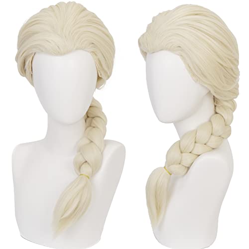 maysuwell Elsa Cosplay Wig Move Frozen Light blonde Wavy Anime Outfits Accessories Rapunzel Hair Helloween for Women Costume Adult