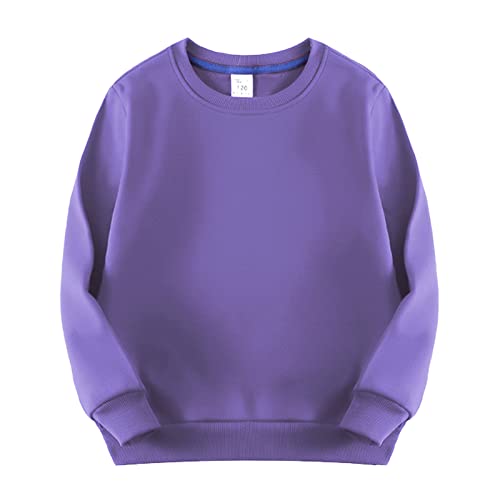 Boy Girls Crewneck Sweatshirts Solid Color Toddler Kids Fleece Lined Pullover Long Sleeve Cotton Top Toddler Sweatshirt