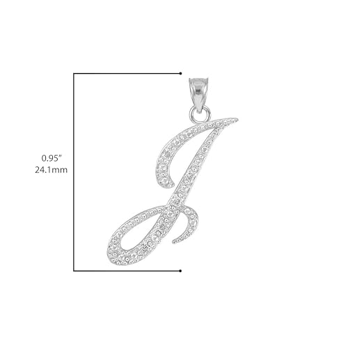 Claddagh Gold .925 Sterling Silver Cubic Zirconia Dangling Cursive Initial A-Z Charm 4/5" Pendant - Choice of Letter3