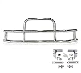Mytee Products Small Model Deer Grille Guard Compatible for VOLVO VNL (2018-2024) with Brackets - 84-2/5'x10'x25-1/2' Heavy Duty Polished Stainless Steel Grille Guard for Trucks