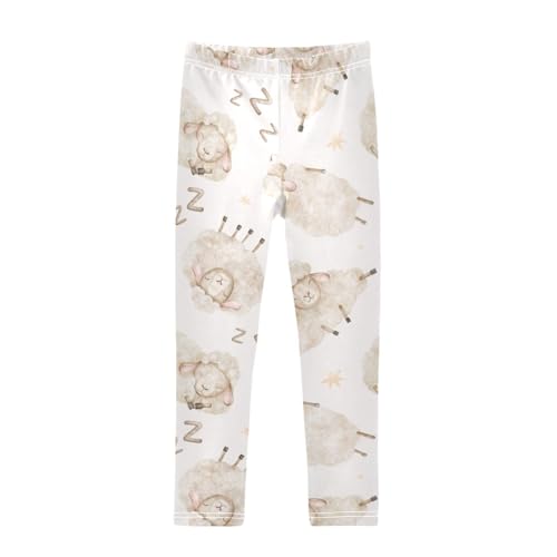 Beige Lamb Girls Leggings,Workout Leggings for Girls Toddler Athletic Legging Size for 3-10T