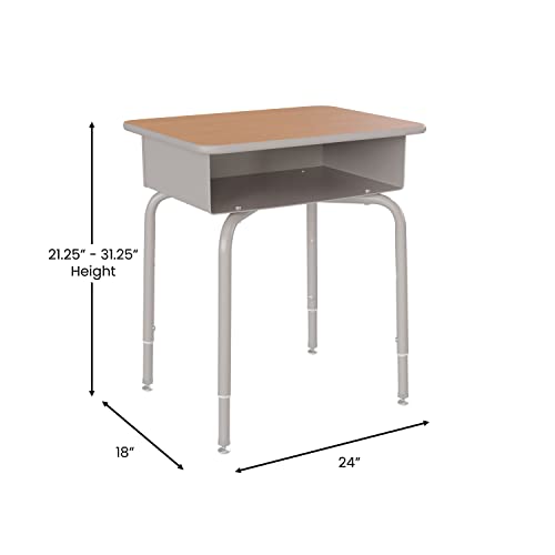 Image of Flash Furniture Metal Student Desk, Walnut /Silver