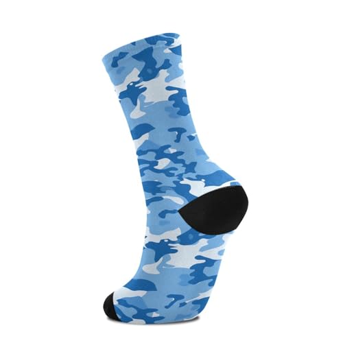 Mens Crew Socks Crew Blue Camouflage Socks for Men Hiking Sports Running4
