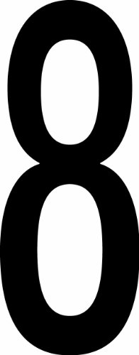 Aviditi "8" Vinyl Warehouse Number Labels/Stickers, 4” x 2 1/8”, Black/White, (Pack of 50 Labels)