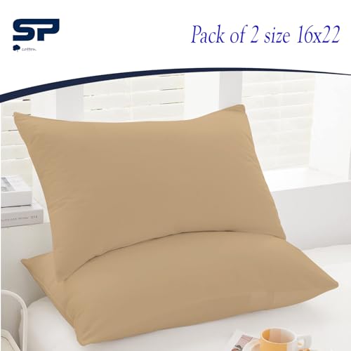 Image of Toddler Travel Pillow case Set of 2 PC Pillow Cover 100% Egyptian Cotton Decorative Pillow case 500 Thread Count Small Pillow case with Zipper Closure Toddler Pillow case 16x22 inch, Taupe